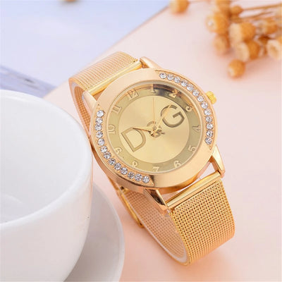 Starry Sky Diamond Dial Mesh Timepiece With Crystals