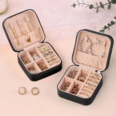 Portable Jewelry Storage Box Organizer with Zipper