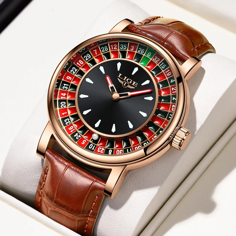 Wristwatch Roulette Dial Leather Strap
