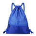 Drawstring Gym Backpack with Front Zip Pocket - Blue
