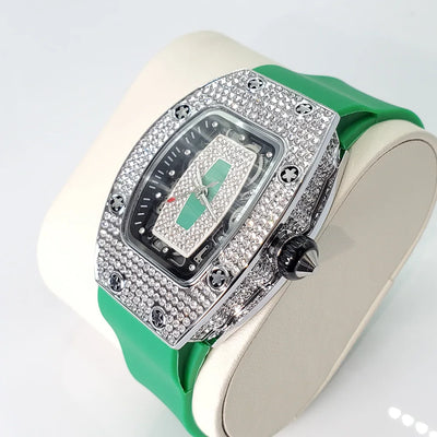 Diamond Tonneau Watch with Crystal Embellished Case