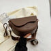 Saddle Curve Crossbody Bag With Wide Strap Adjustable - Coffee