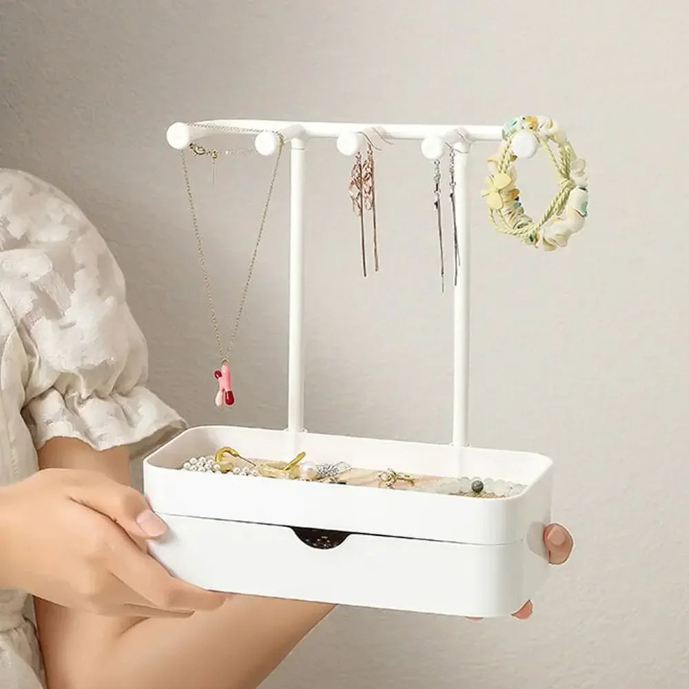 Jewellery Display Rack With Drawer And Wooden Base