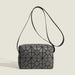 Geometric Bag with Diamond Grid Pattern Crossbody - Grey