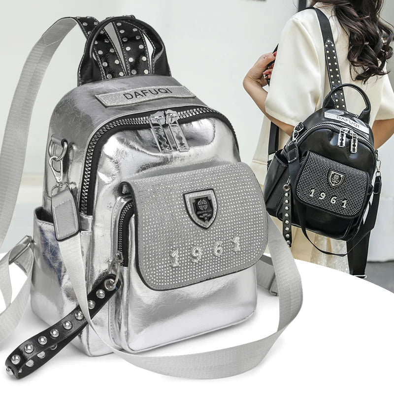 Backpack With Rivet Detailing And 1961 Motif Charm - WO2MEN