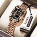 Square Dial Timepiece With Diamond Set Frame Crystal - Black