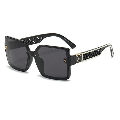 Oversize Square Sunglasses with Crystal Side Detailing - A