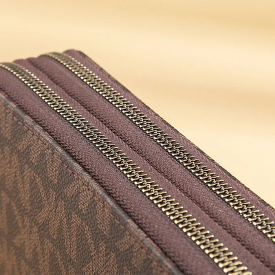 Geometric Wristlet Wallet with Dual Zip Compartments