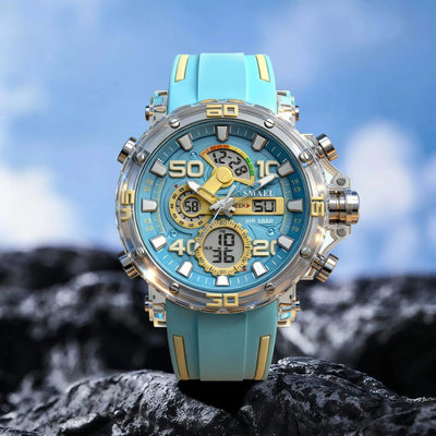 Sport Chronograph Watch LED Display 50M Water Resistant