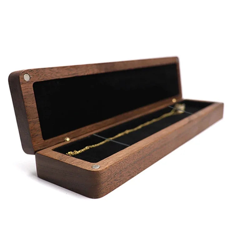 Walnut Wood Jewelry Box for Necklace Storage Case