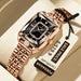 Wristwatch Rectangle Case Crystal Embellishments - Rose Gold Black
