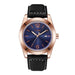 Classic Round Dial Quartz Watch With Date Window - Black Rose Gold