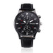 Leather Strap Chronograph Watch Casual Style Everyday - Black