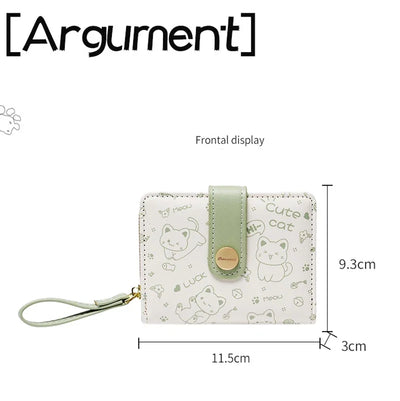 Cat Pattern Zipper Wallet With Strap Card Holder Chic
