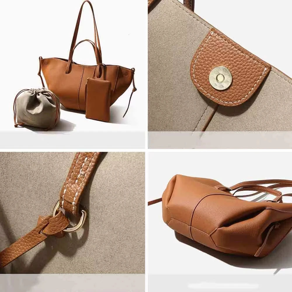 Bucket Bag with Top Handles and Spacious Interior