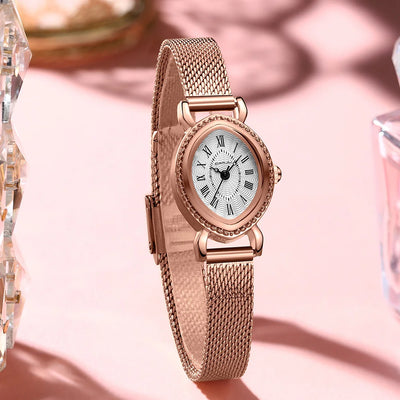 Vintage Oval Dial Mesh Delicate Bracelet Timepiece