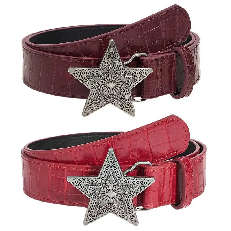 Star Buckle Belt with Five Point Star Accent Design