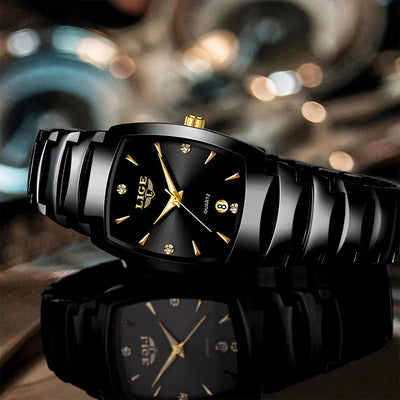 Quartz Watch with Luminous Dial and Diamond Markers