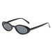Vintage Oval Sunglasses UV400 Lenses Sculpted Frame - Black Grey