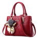 Geometric PU Handbag with Scarf Ornament Pom Pom - Photo Colour V4
