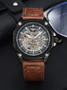 Wristwatch Skeleton Automatic with Leather Strap - Black Coffee