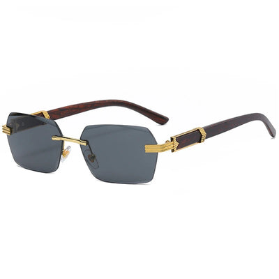 Rimless Square Sunglasses Frameless with Accent Arms