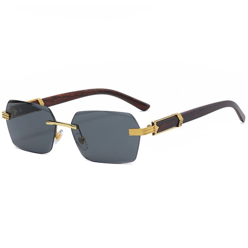 Rimless Square Sunglasses Frameless with Accent Arms