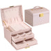 Lock Arch Three Layer Jewelry Box with Drawers - Pink