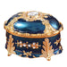 Ornate Velvet Jewelry Box with Crystal Ring Holder - Lake Blue