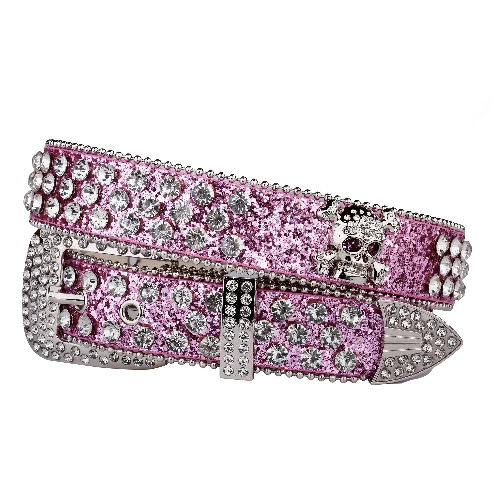 Rhinestone Skull Belt Western Cowgirl with Buckle