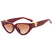 Cat Eye Sunglasses With V Accent Frame Everyday Style - Wine Red Tea