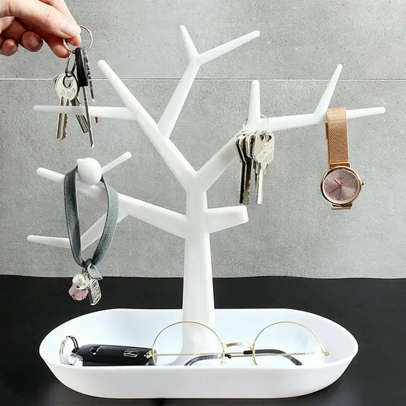 Jewelry Display Tree with Tray Storage Organizer