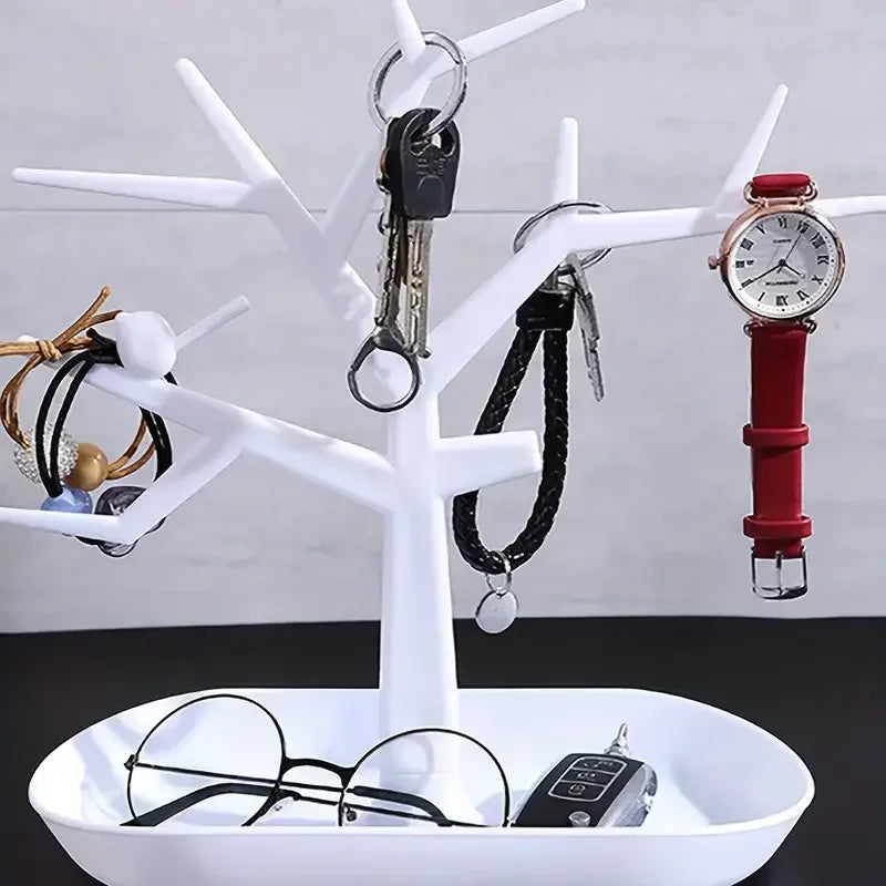 Jewelry Display Tree with Tray Storage Organizer