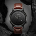 Minimalist Leather Strap Watch with Date Window - Brown Black