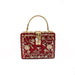 Crystal Floral Lattice Evening Bag With Embellishments - Burgundy
