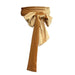 Velvet Bowknot Self Tie Waist Belt with Ribbon Ends - Ginger