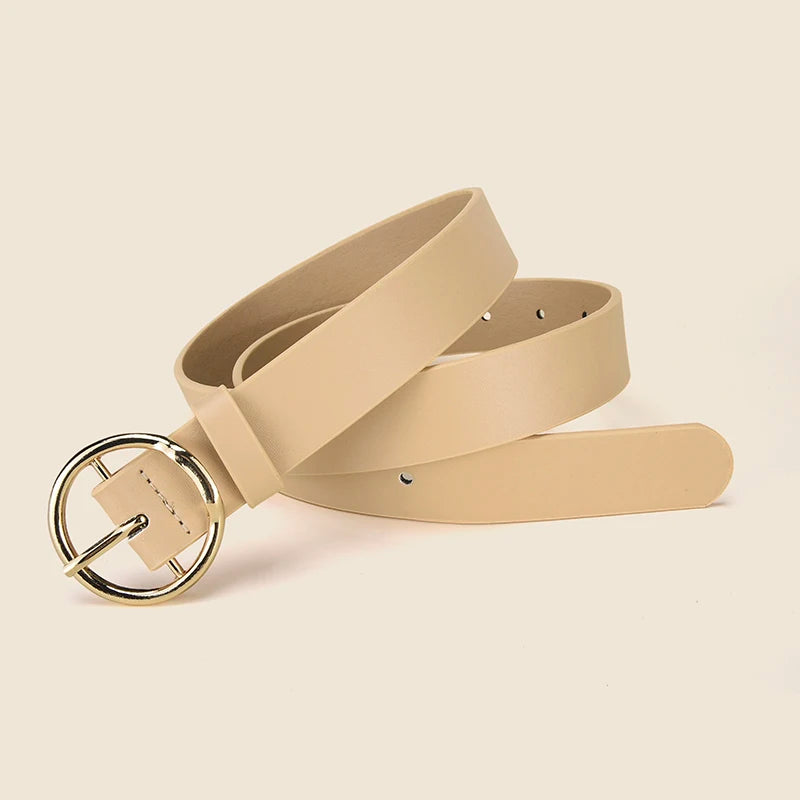Round Buckle Belt with Three Ring Buckle Design