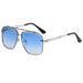 Square Pilot Sunglasses Double Bridge UV400 Lenses - Silver Blue