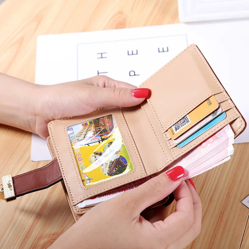 Leafcut Delicate Wallet With Strap Clasp And Charm