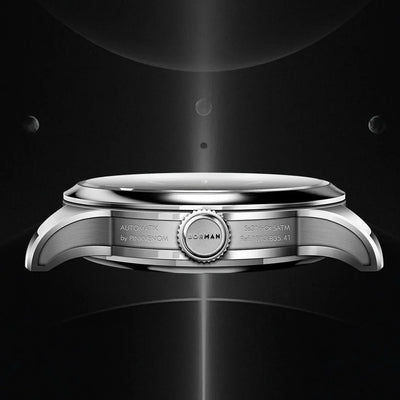 Moon Phase Automatic Watch Leather Strap Sapphire Dial