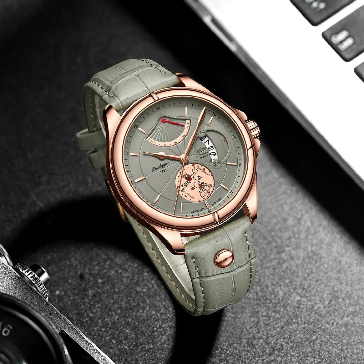 Watch: Precision Dial Timepiece with Classic Strap - WO2MEN