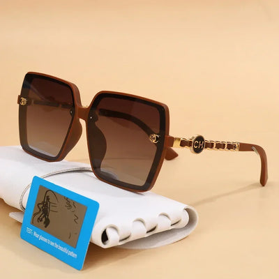 Sculpted Square Frame Sunglasses With Gradient Lenses - WO2MEN