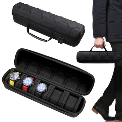 Refined Five Slot Watch Case for Travel with Cushions