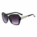 Square Sunglasses Crystal Embellished Temple Frame - Black