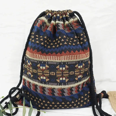 Backpack Drawstring Ethnic Pattern Bag Boho Chic