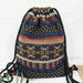 Backpack Drawstring Ethnic Pattern Bag Boho Chic - No