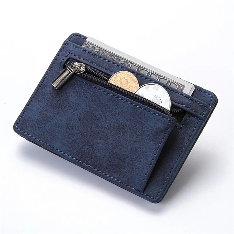 Compact PU Leather Wallet with Zip Coin Pocket
