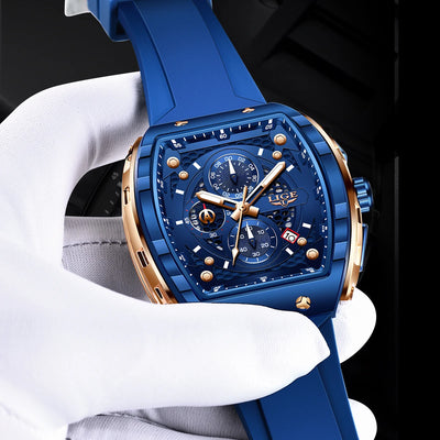 Square Quartz Wristwatch for Men with Chronograph