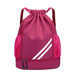 Drawstring Gym Backpack with Side Mesh Pockets - Rose