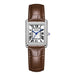 Rectangular Quartz Watch with Leather Strap Timeless - Silver Brown V4